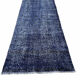 Distressed Turkish Narrow Runner 316 X 98 cm Wool Vintage rug, Over-dyed Navy Blue