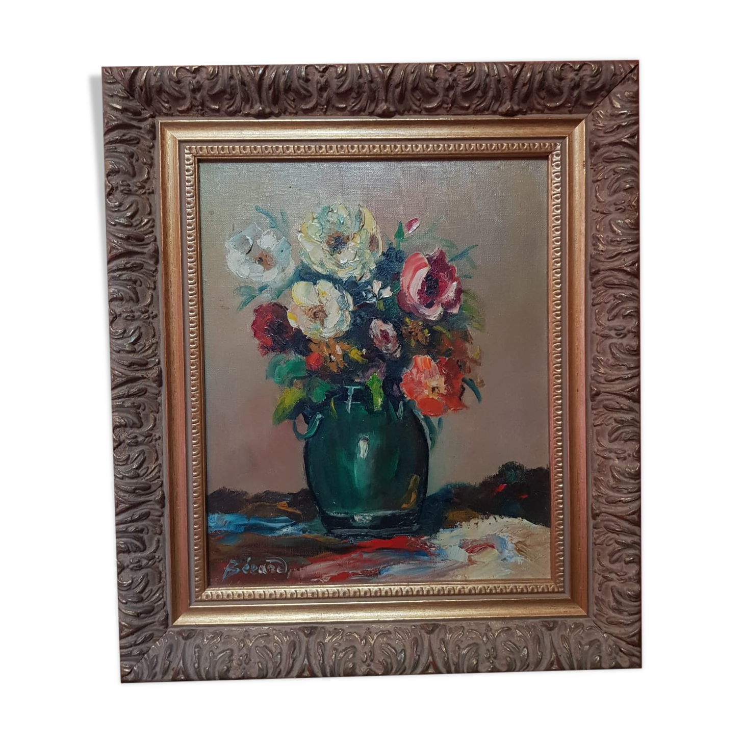 Old painting bezard bouquet of flowers