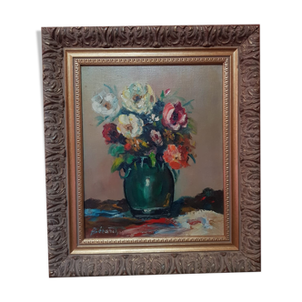 Old painting bezard bouquet of flowers