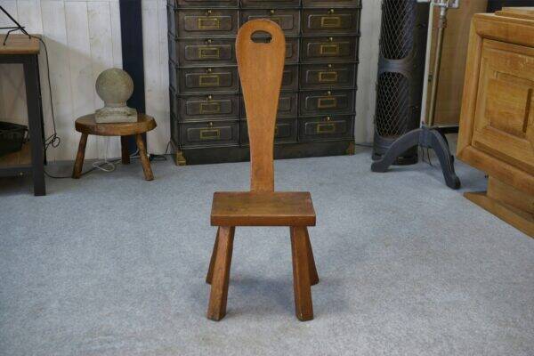Brutalist chair in solid oak, 1950s