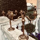 2 bougeoirs en  bronze 3 feux