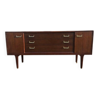 Enfilade G-Plan Tola 1960s in teak and brown brass - long Mid-Century buffet