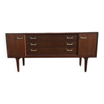 Enfilade G-Plan Tola 1960s en teck et laiton marron - buffet long Mid-Century