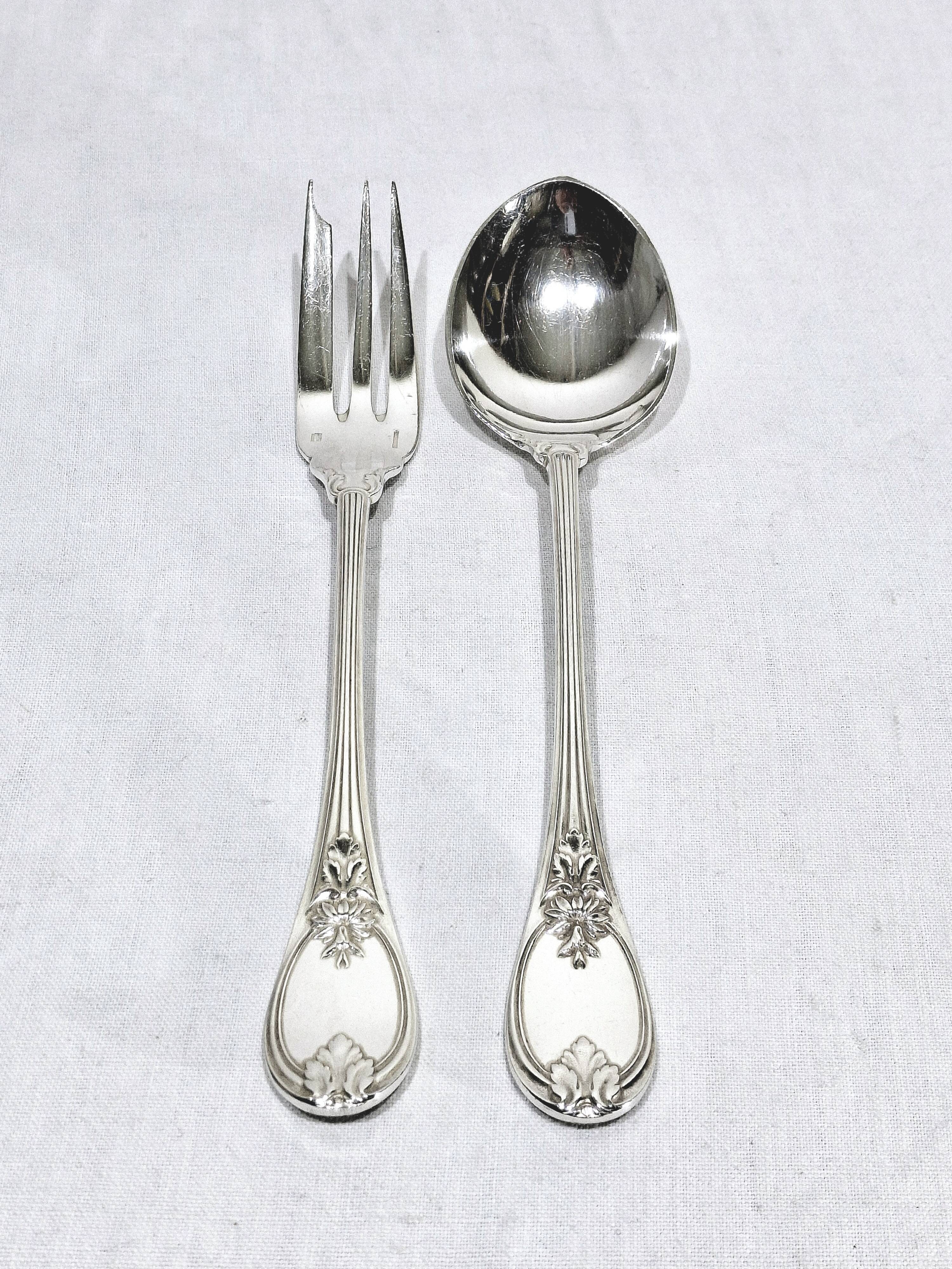 Christofle Cutlery Set - Trianon Model - 155 Pieces, Silver-Plated Metal