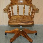 Burr yew wood swivel office chair - Windsor swivel