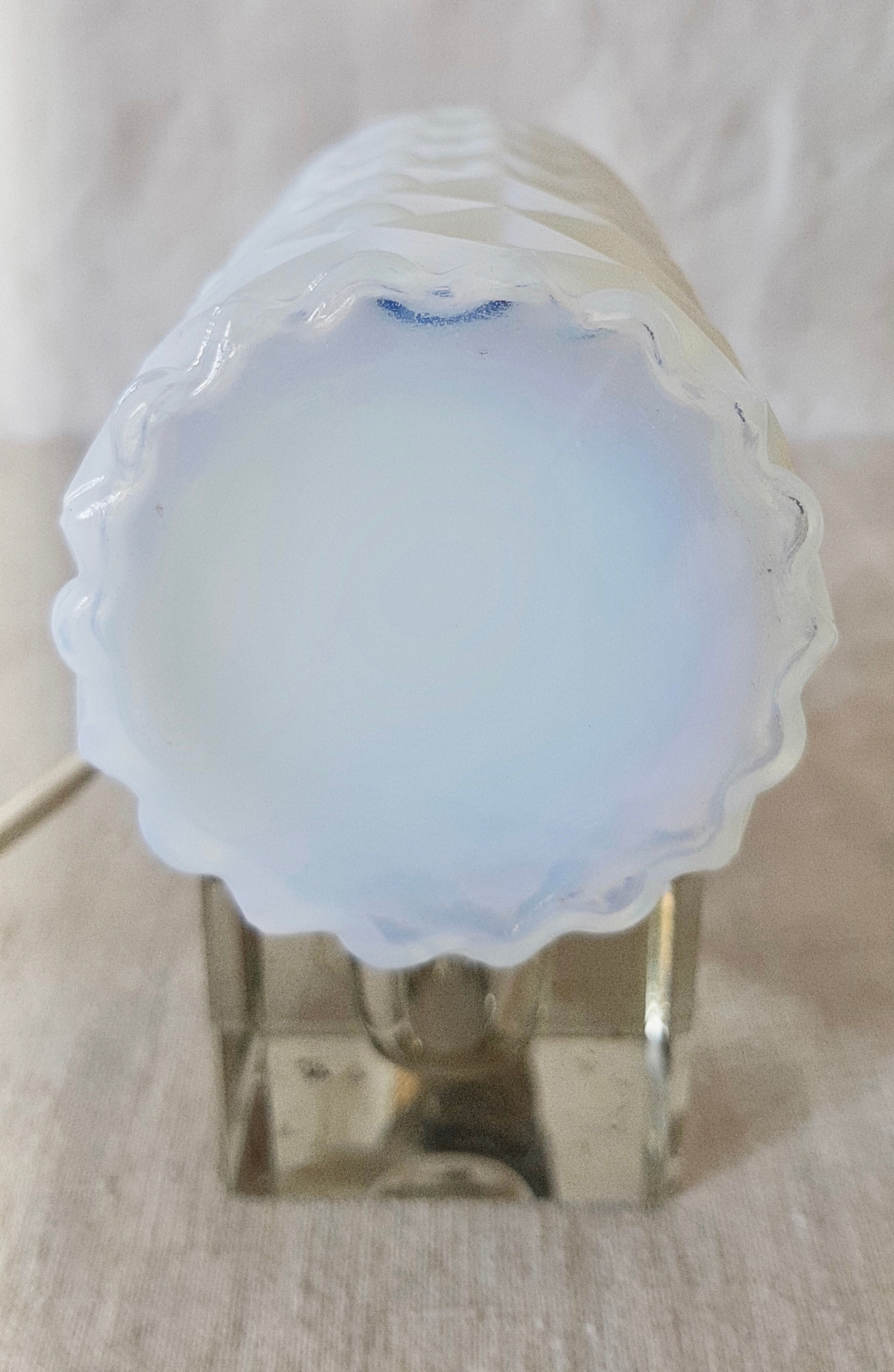 small bedside lamp bottle in bluish white opaline