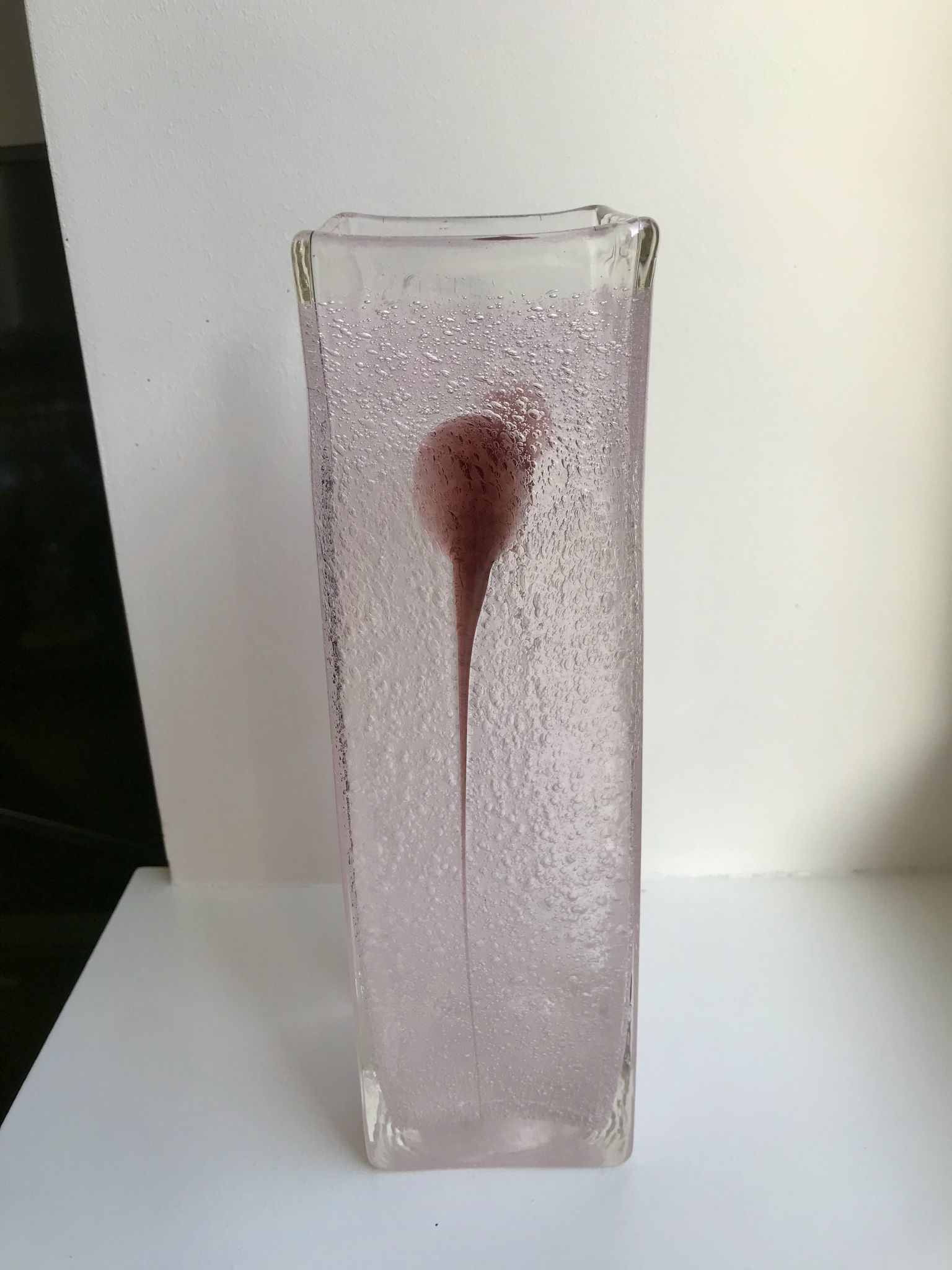 Pink and purple blown bubble glass vase 1960s 1970s