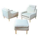 Paire de fauteuils et repose pied