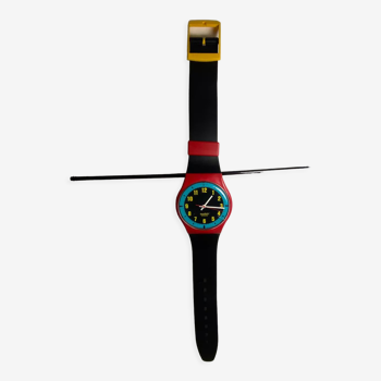 Clock watch maxi Swatch 'blue racer' 1987