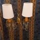 Pair of glass and brass wall lights with tassels, 1950s period