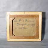 19th-century Biedermeier landscape painting with a lake and trees.