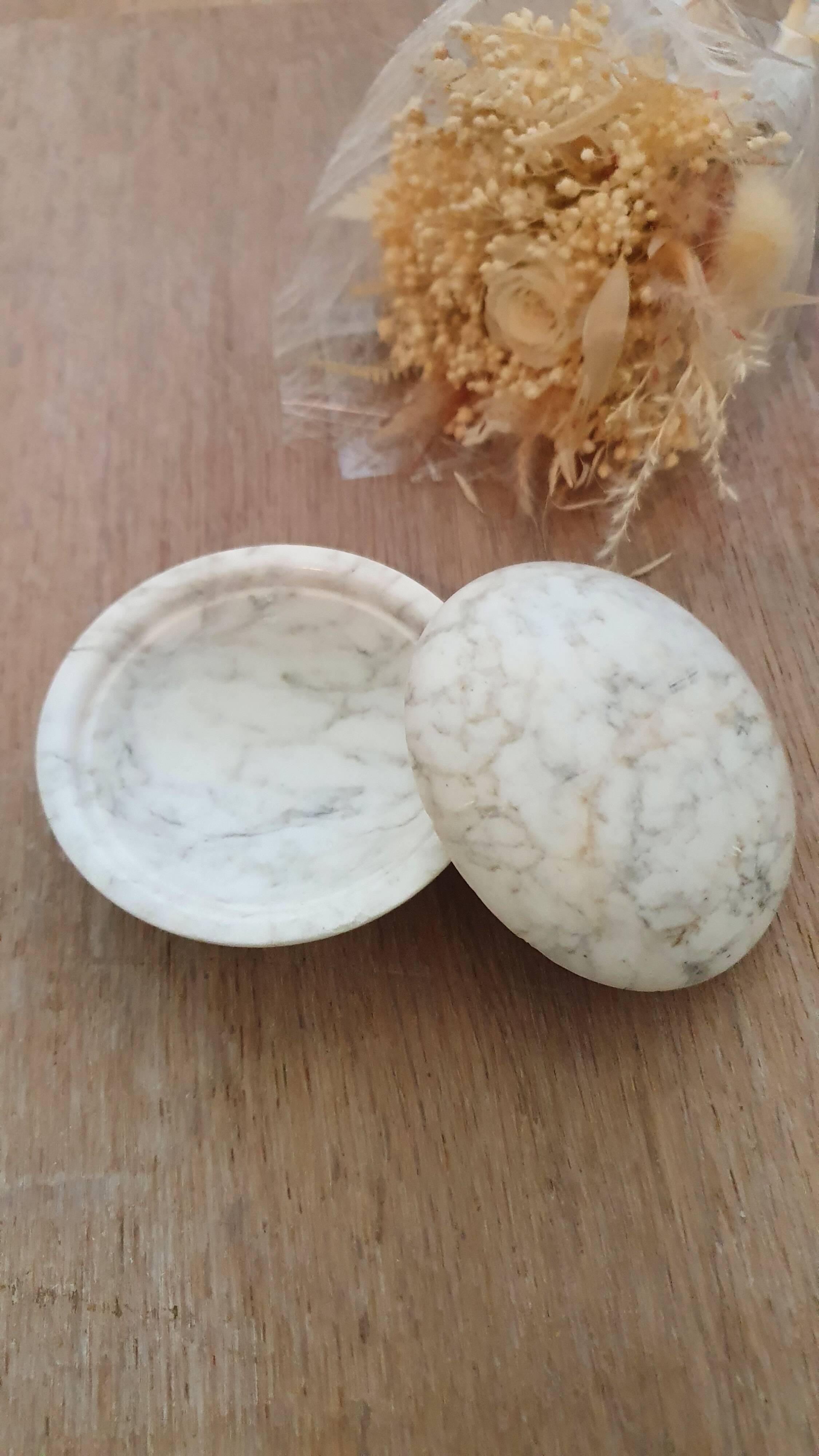 Round art deco marble jewelry box