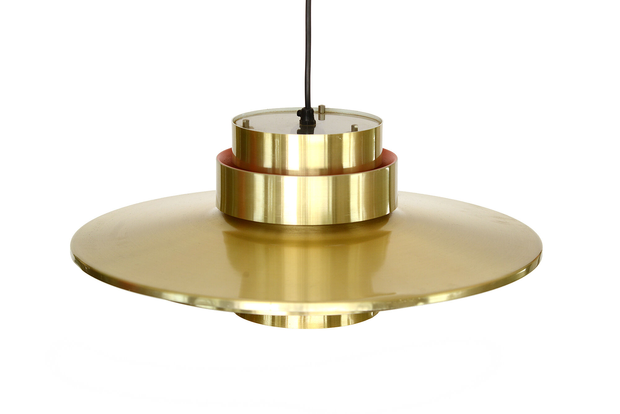 Brass coloured hanging lamp by Lyskaer Denmark 1970