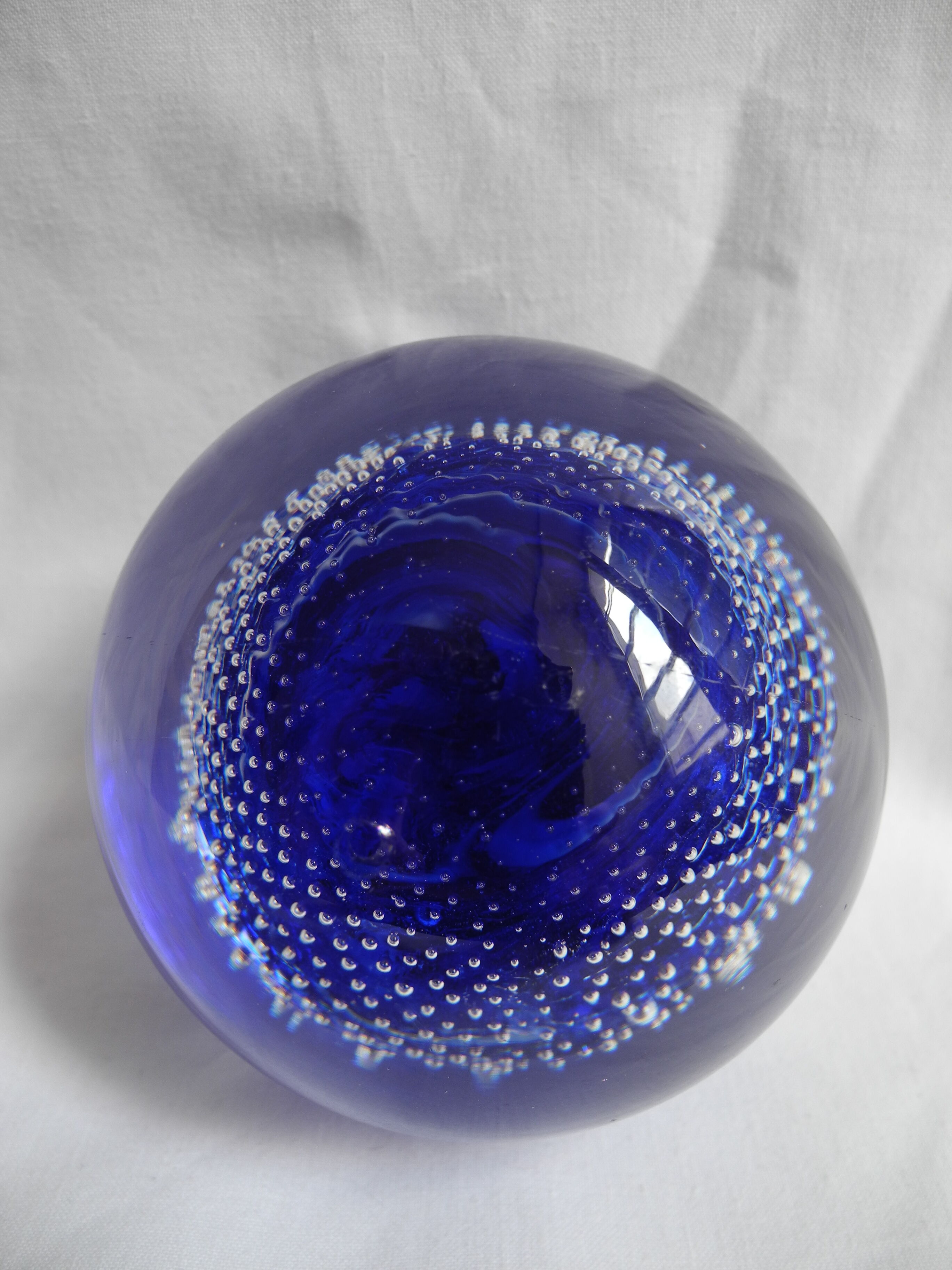 old-fashioned blue deco vintage presses papers sulphide paperweight