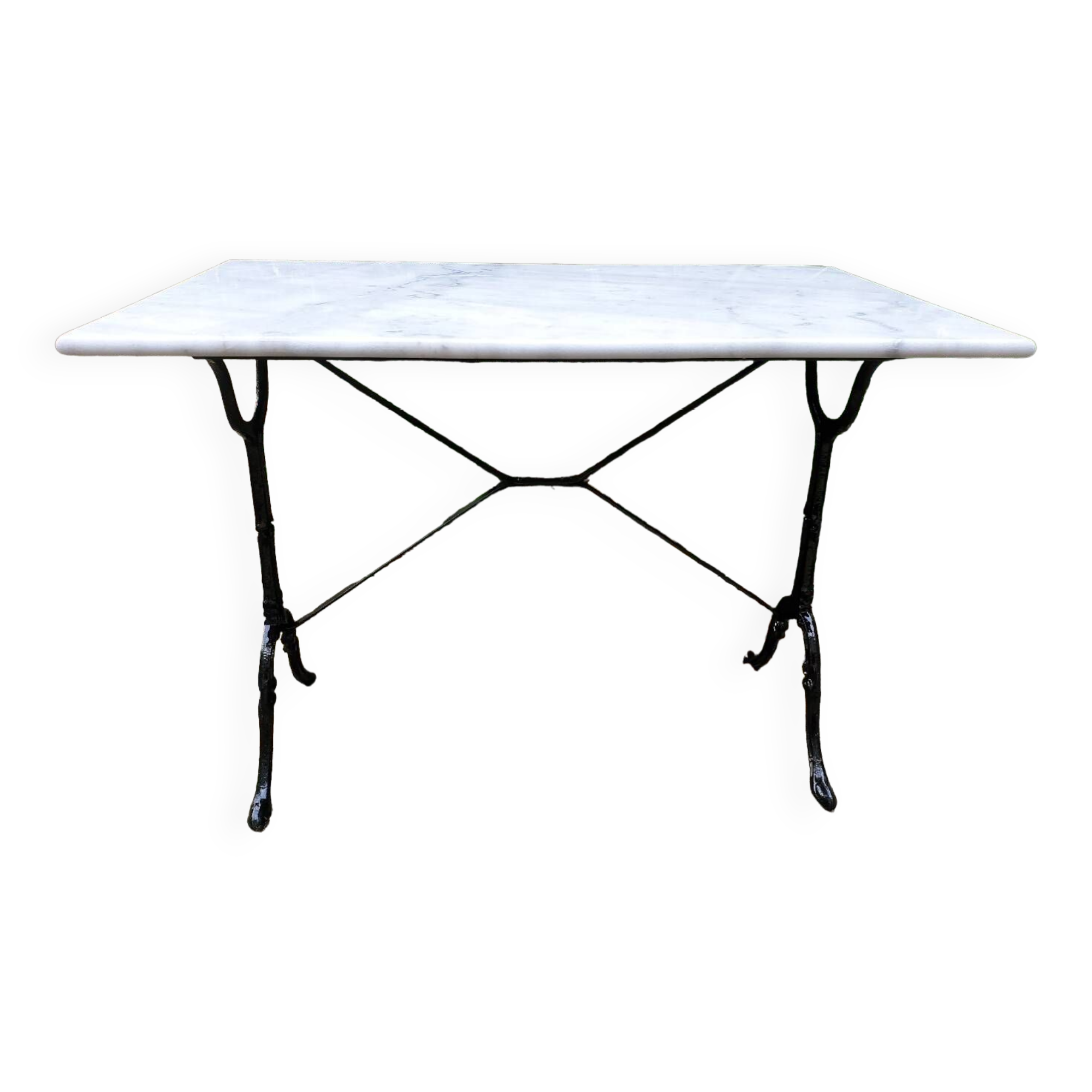 Table bistrot en marbre de carrare et fonte