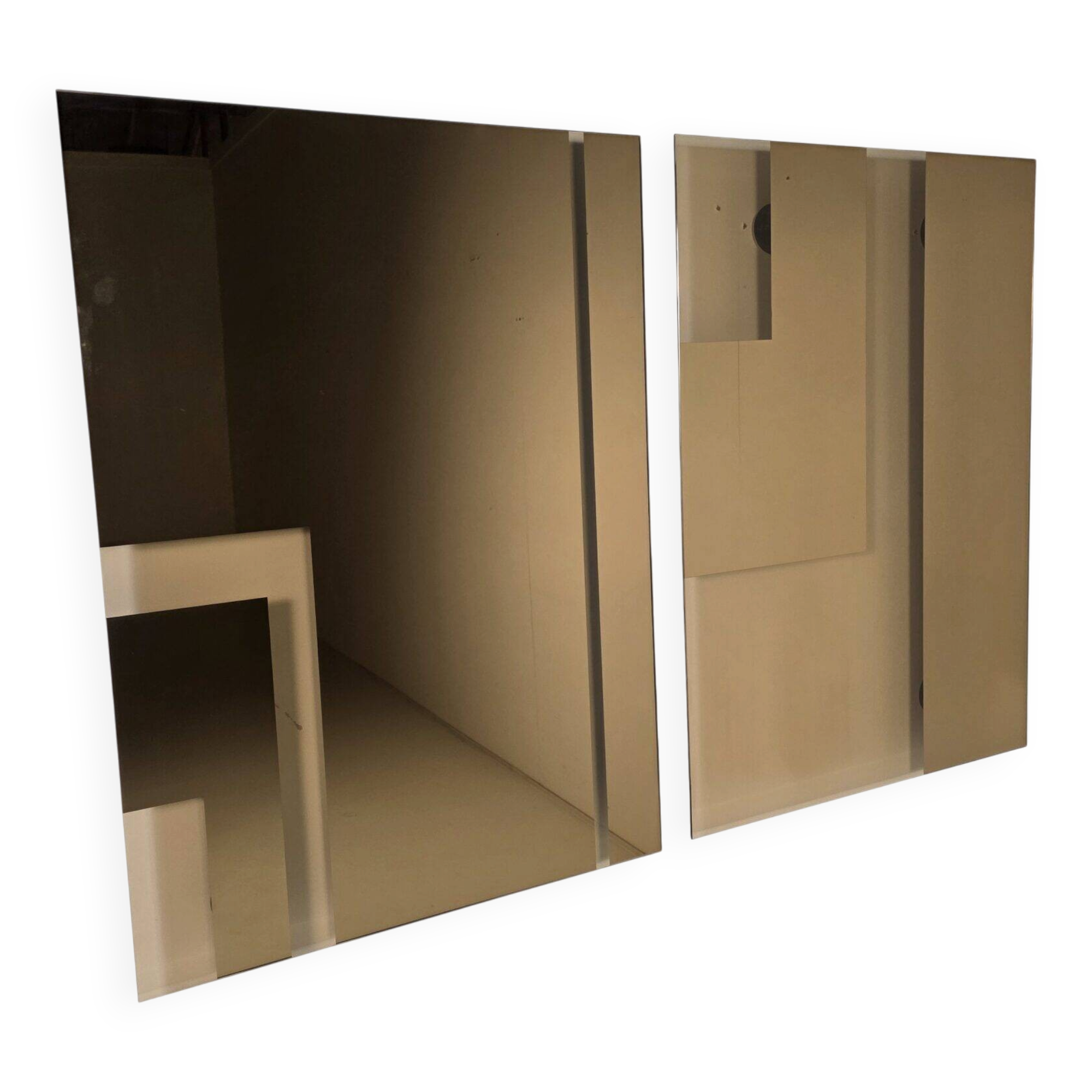 Pair of Andromeda mirrors by Nanda Vigo in 1974 for Glas Italia.
