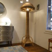 Vintage lamppost in rattan shape mushroom France 1950