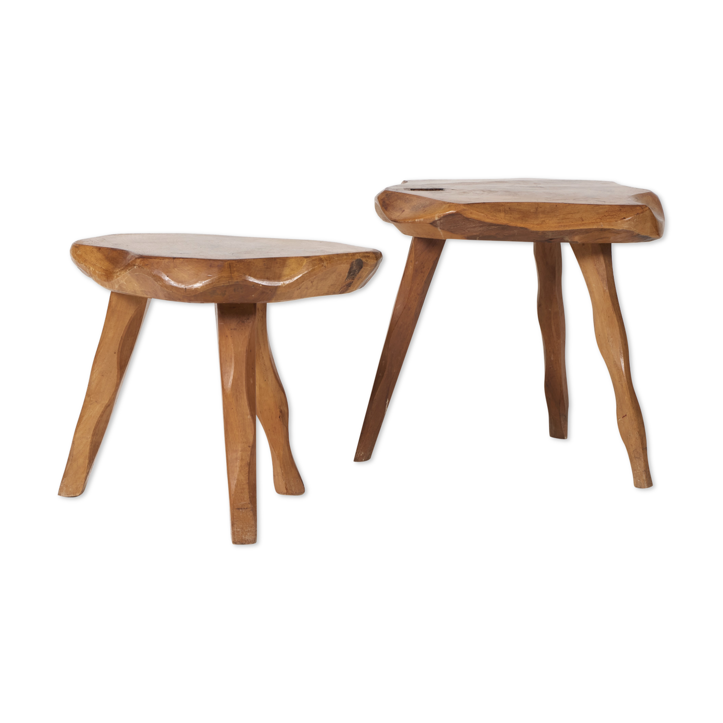 Paire de tabourets tripode brutaliste 1950s
