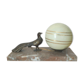 Art deco lamp bird and glass globe