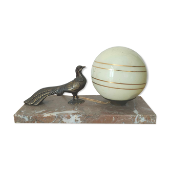 Art deco lamp bird and glass globe