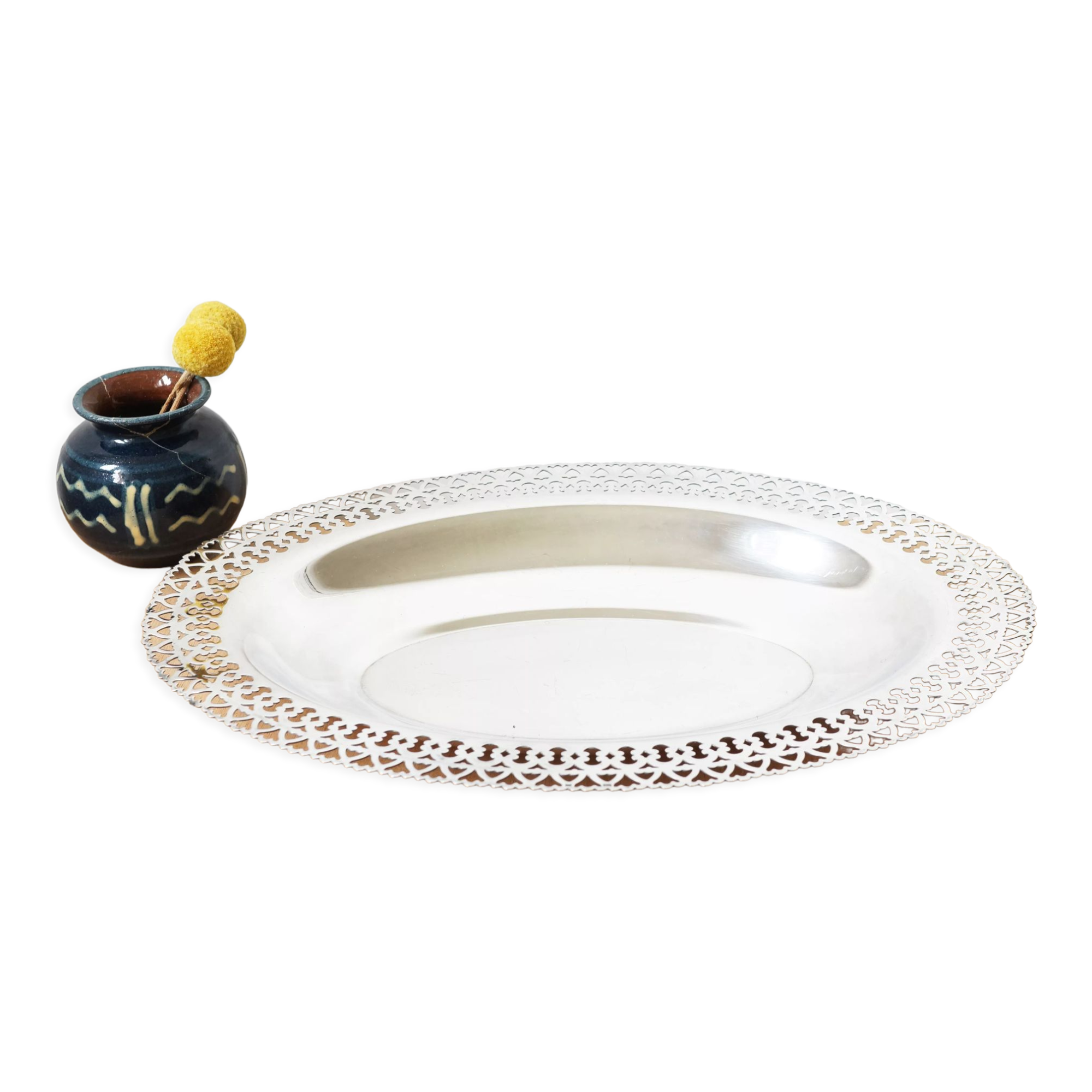 Silver-plated metal breadbasket 30s 40s
