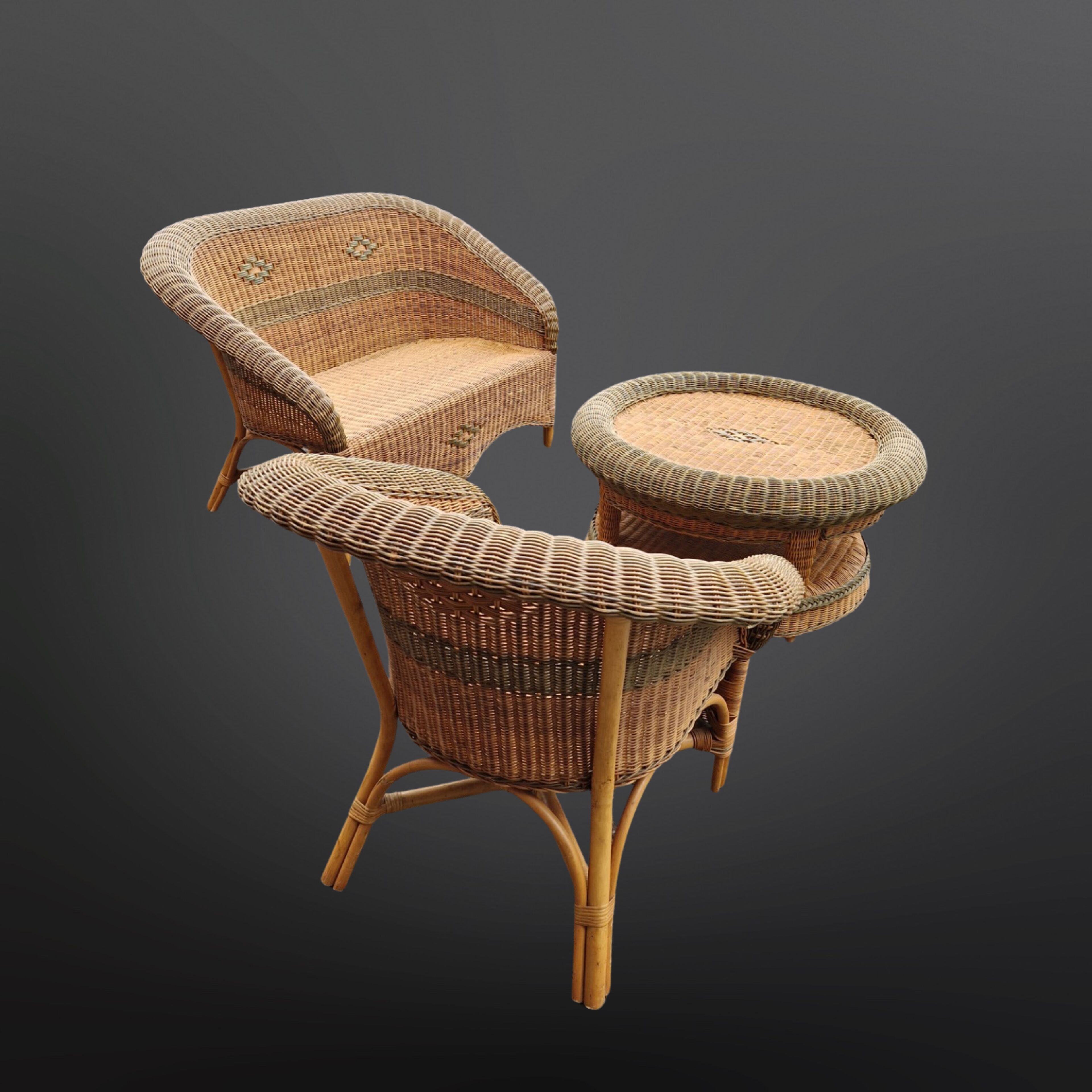 Vintage wicker lounge set, Netherlands 1970s