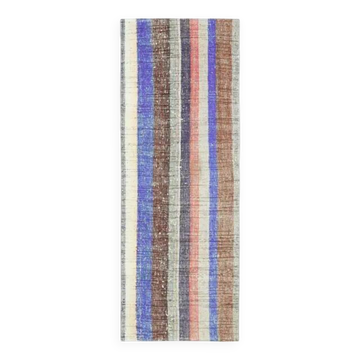 Vintage Turkish Hand-Knotted Wool Cotton Beige Kilim Runner Rug 87x237