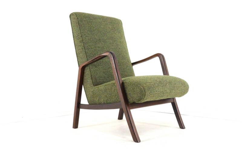 Knicos Armchair in Wengé with Green Upholstery | very rare dutch design