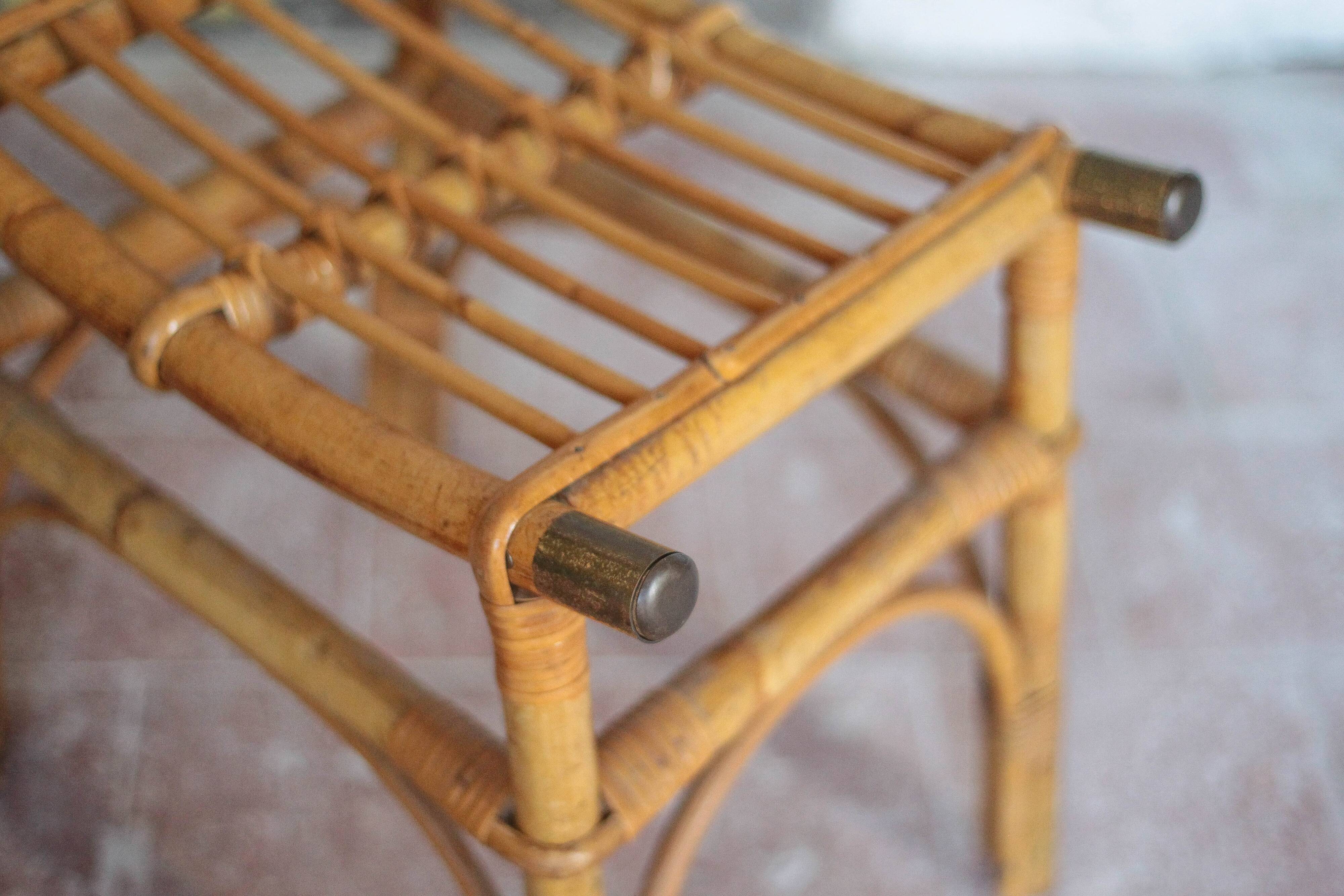 Vintage bamboo stool or bamboo luggage rack, ottoman
