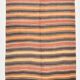 4x7 Kilim Terracotta Red & Orange Striped Turkish Vintage Kilim Rug