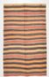 4x7 Kilim Terracotta Red & Orange Striped Turkish Vintage Kilim Rug
