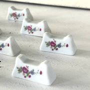 French Porcelain Knife Rests Set of 12 Floral Table Knife Holders