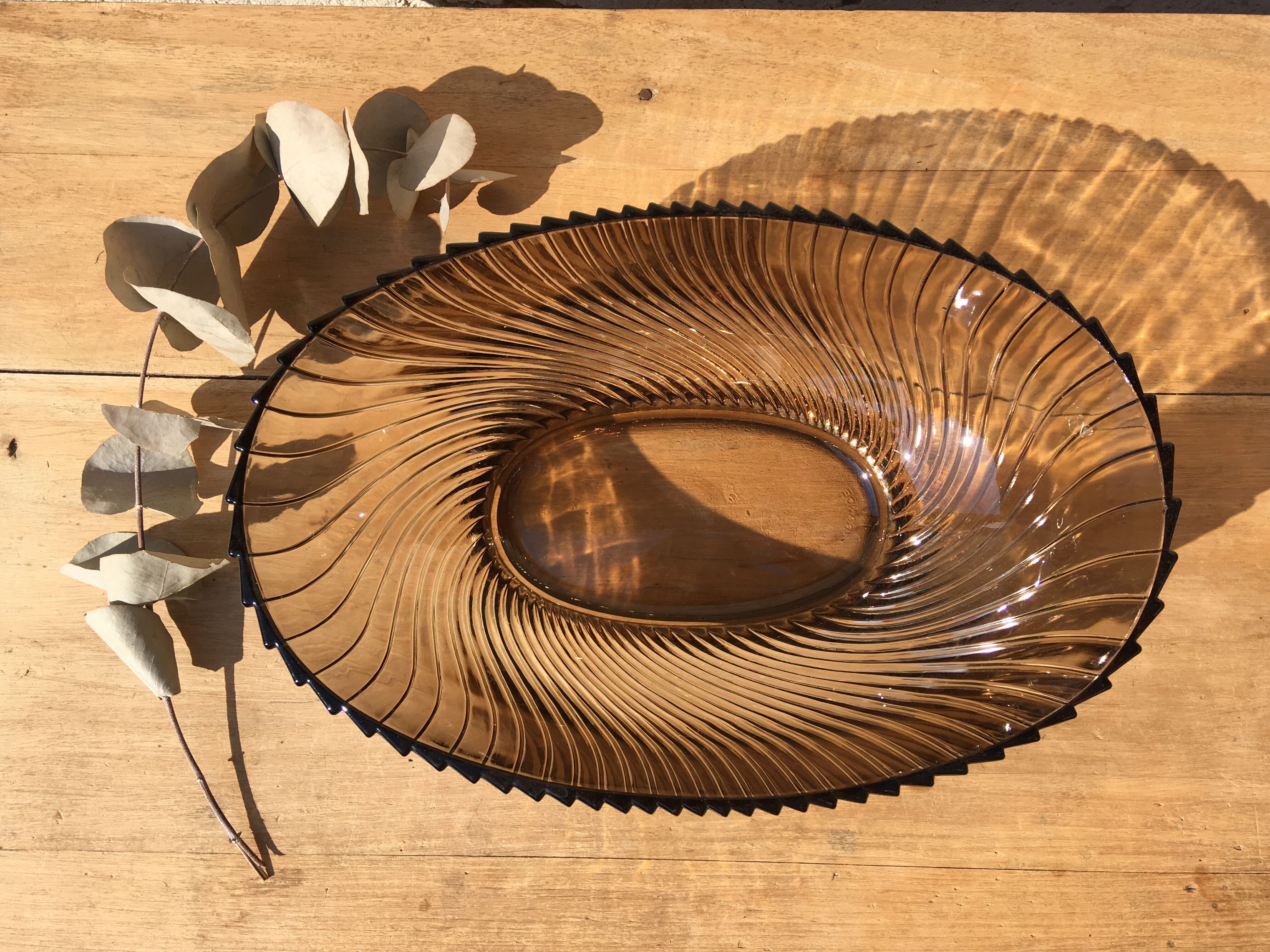 Smoked glass fruit basket in the 70s