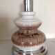 Ceramic floor lamp with a fat lava finish and herbarium shade / vintage 1960s-70s