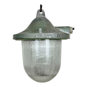 Green Industrial Bunker Light from Polam Gdansk, 1960s