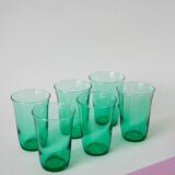 Lot de 6 verres en verre vert 1970