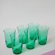 Set of 6 green glass glasses 1970