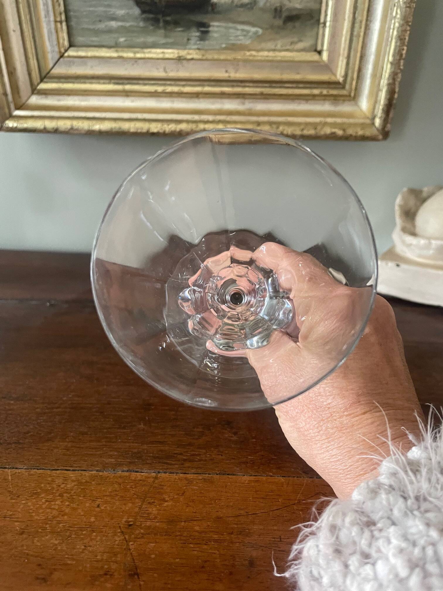 antique faceted stemmed glass