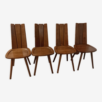 Set of 4 brutalist chairs style Franciszek Aplewicz