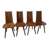 Set of 4 brutalist chairs style Franciszek Aplewicz