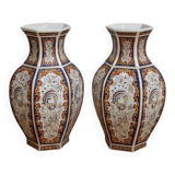 Pair of baluster vases in Imari porcelain