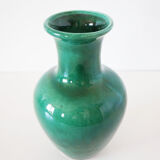 Green iridescent ceramic vase