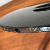 Black enamelled cast iron pot with a teak handle in mid-century style by Timo Sarpaneva for Rosenlew of Finland, 1960s.