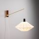 Suspendable wall lamp with brass and wood details