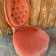Velvet armchair salmon color upholstered - Napoleon III style