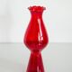 Thin red glass vase from the mid-century with a ruffle, Europe, 1960s