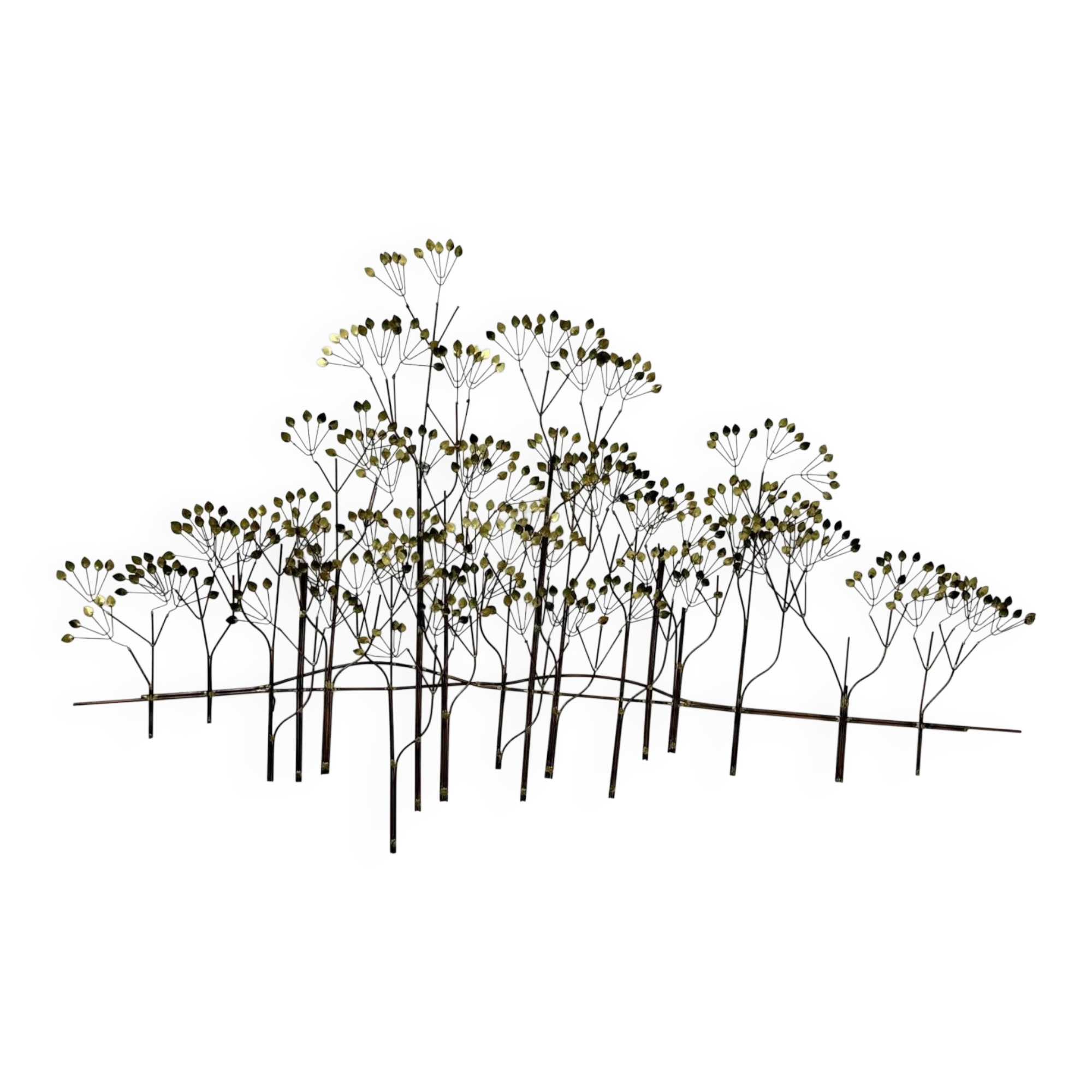 Curtis Jere large midcentury hanging wall forest sculpture "The Elms", 1973