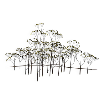 Curtis Jere large midcentury hanging wall forest sculpture "The Elms", 1973