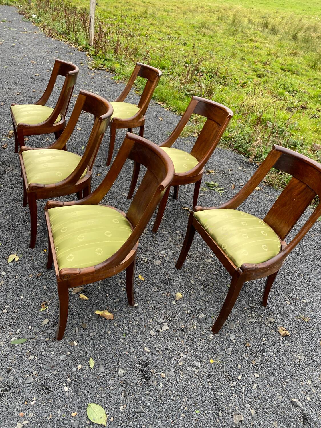 6 chaises gondole en acajou