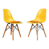 2 Yellow DSW Chairs by Charles and Ray Eames for Herman Miller